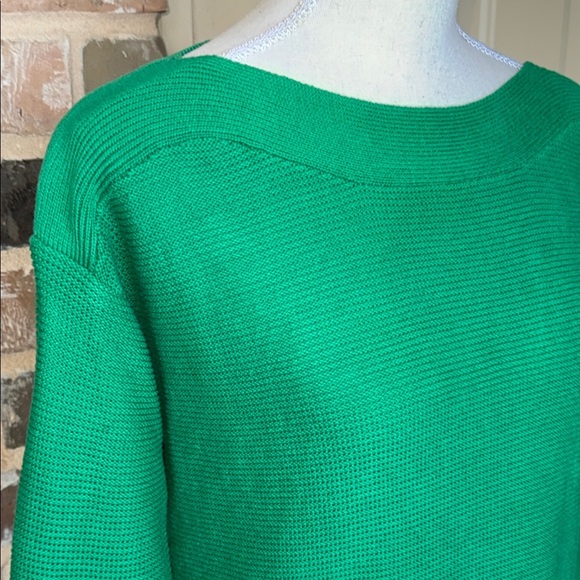 Cable & Gauge Gorgeous Kelly Green Boat Neck Sweater Ribbed Texture Cotton Sz S - Picture 10 of 11